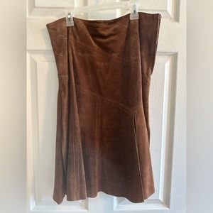 Brown Danier Leather Suede Skirt